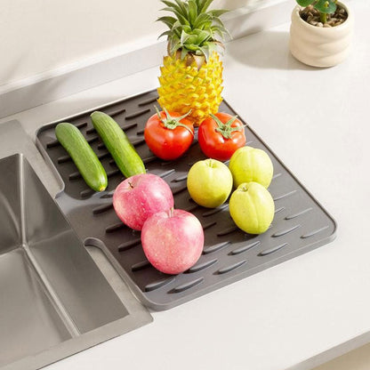 Built-in Drain Lip Dish Drainer Mats for Kitchen Counter Easy-Clean High Temperature Resistance Coasters