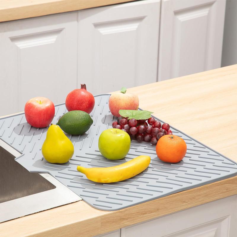 Built-in Drain Lip Dish Drainer Mats for Kitchen Counter Easy-Clean High Temperature Resistance Coasters