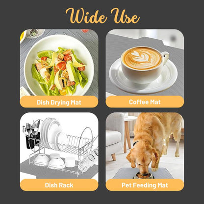 Built-in Drain Lip Dish Drainer Mats for Kitchen Counter Easy-Clean High Temperature Resistance Coasters