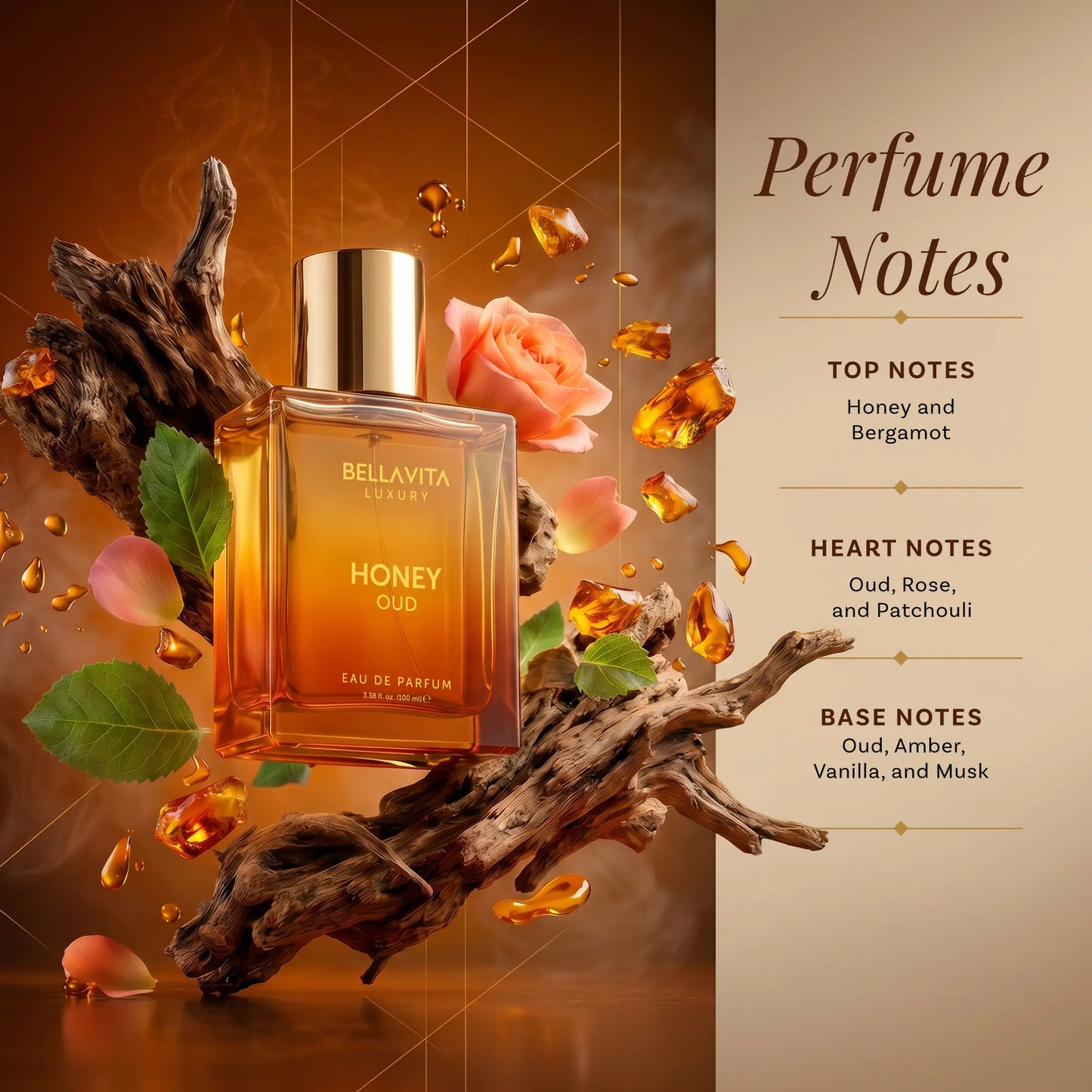 Peapetal Honey Oud Eau de Parfum – Vanilla, Bergamot & Patchouli